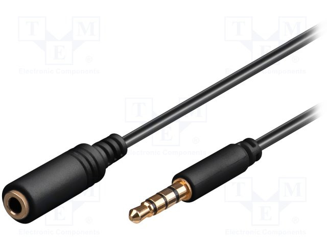 Conexión Jack 3,5mm 4pin macho a Jack 3,5mm 4pin hembra 3m. Mod. 09953