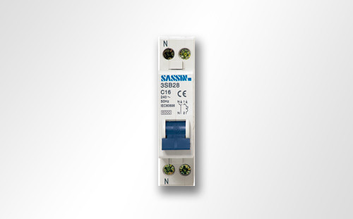 [B28C10NSAS] Int. Aut. magnetotérmico estrecho 1P+N 10A curva C SASSIN. Mod. 3SB28-10