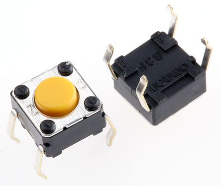 Interruptor Táctil tipo Émbolo, Amarillo, contactos SPST-NA. Mod. B3F-1002