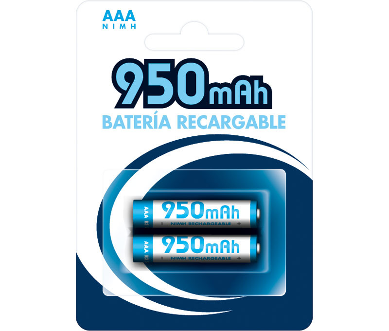Pack 2 unidades pila recargable AAA/R03 NI-MH 1.2V 950mA. Mod. BAT272