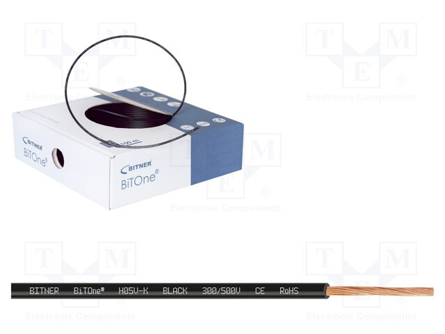 Cable 1x0.75mm2 negro 300/500V metro. Mod. LH075N
