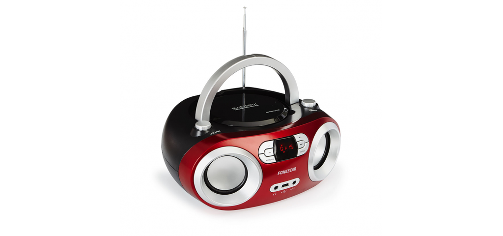Radio CD bluetooth USB rojo Fonestar. Mod. BOOM-100R