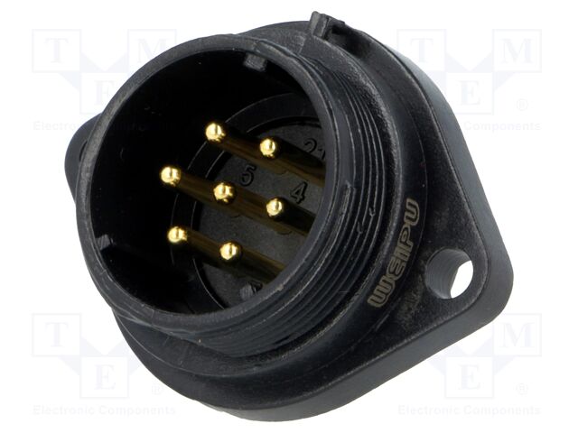 Conector macho SP21 7 PIN IP68 soldar 500V. Mod. SP2113/P7