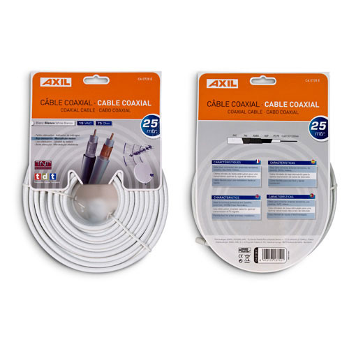 Rollo cable coaxial 25 metros blanco Engel. Mod. CA0728E