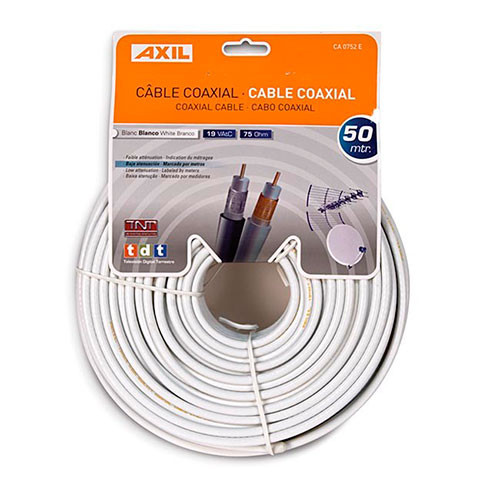 Rollo cable coaxial 50 metros blanco Engel. Mod. CA0752E