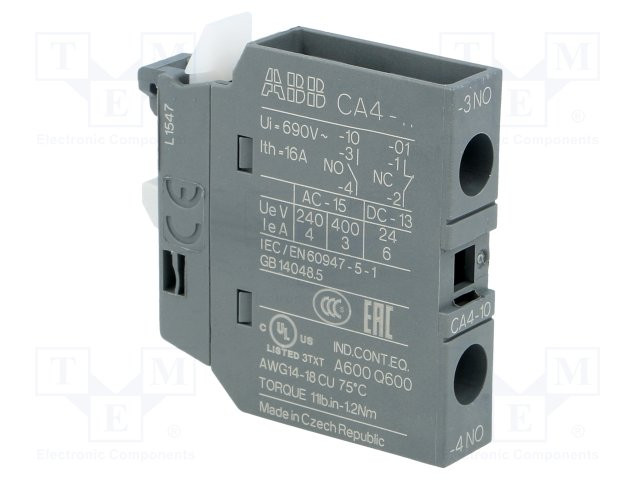 Contactos auxiliares contactor Serie AF ABB tornillo. Mod. CA4-10