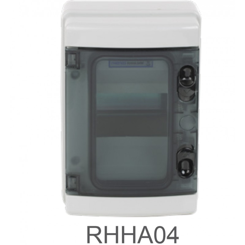 [RHHA04] Caja superficie estanca modular 4E puerta transparente IP65. Mod. RHHA04