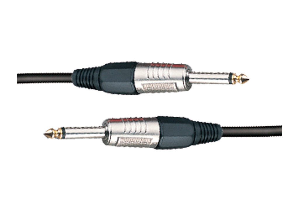 Cable para instrumento con conectores Jack ¼". Color negro. 6 metros 1,5 metros AMS. Mod. CBL104