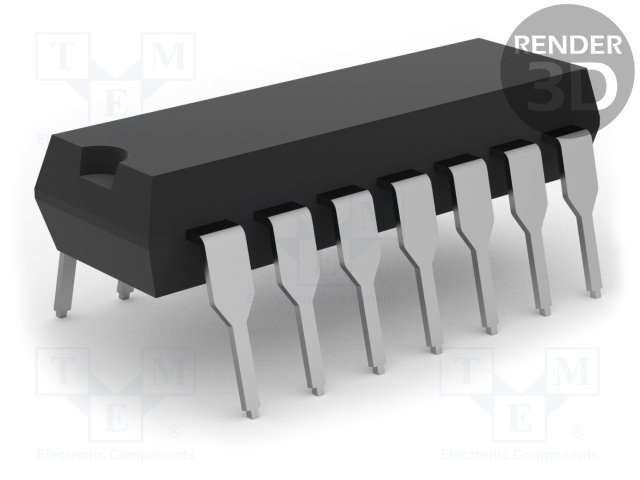 Circuito integrado digital HEX inversor 6 canales CMOS THT DIP14. Mod. CD4069UBE