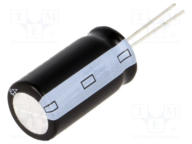 Condensador electrolítico 100uF 400VCC  Ø18x32mm ±20%. Mod. KJ2G101MNN1832