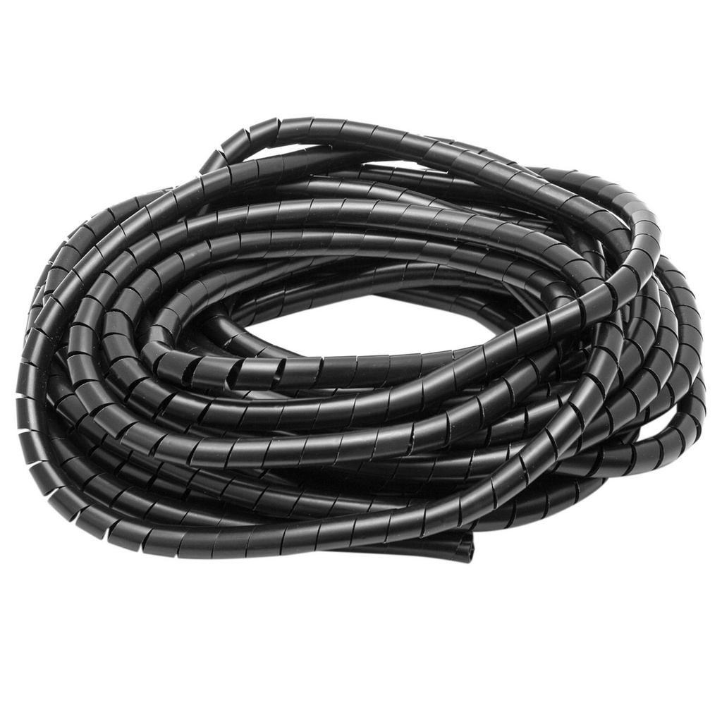 Cinta espiral helicoidal 8.2 a 10 mm color negro. Organizador de cables. Venta por metro. Mod. TH-004-NG