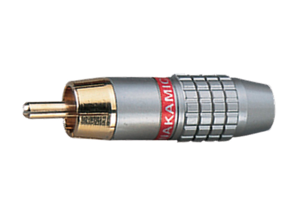 Conector RCA macho aéreo metálico rojo. Mod. 4065R