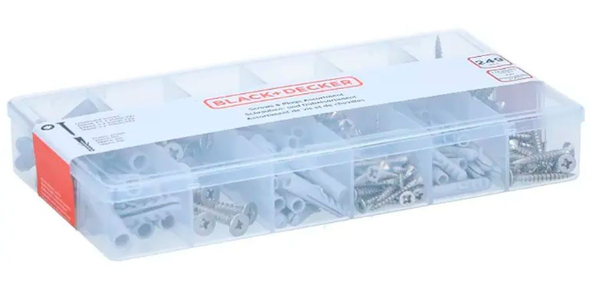 Surtido de tornillos y tacos 249 piezas BLACK+DECKER. Mod. 17451