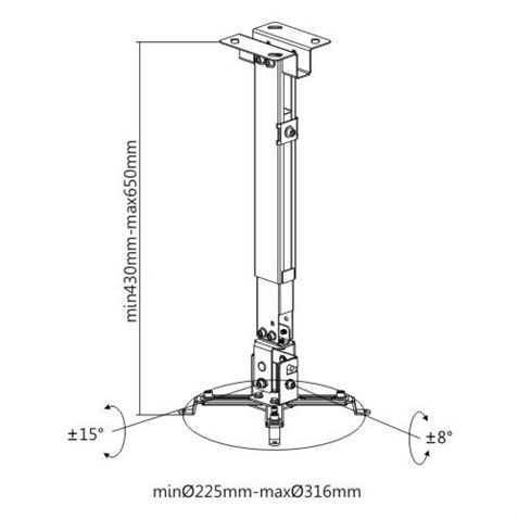 Soporte extensible proyector techo o pared negro. Mod. CR0662