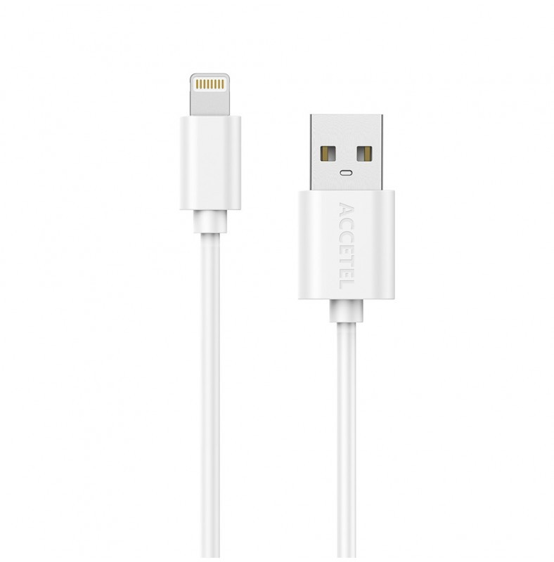 Conexión USB Iphone 2.1A blanco 1metro Accetel. Mod. CU1603