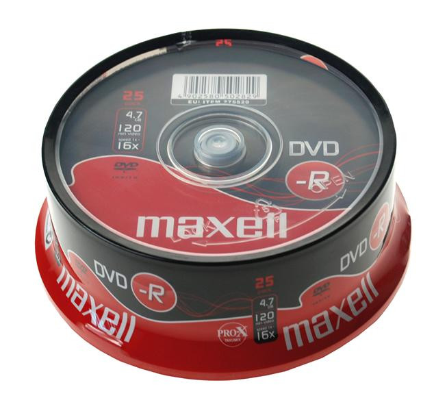 DVD-R 4,7 Gb. Maxell Grabable Tarrina de 25 uds