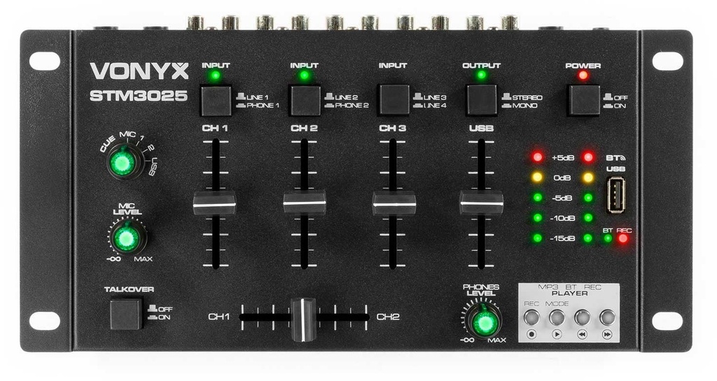 [STM3025B] Mesa de mezcla 4 canales USB MP3 bluetooth Vonyx. Mod. STM3025B