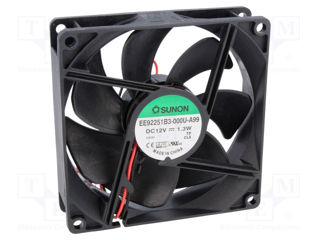 Ventilador 12VCC 92x92x25mm 67,15m3/h. Mod. EE92251B3-A99