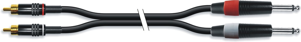 Conexión 2 RCA macho a 2 Jack mono 6.3mm macho 3 metros. Mod. 43113