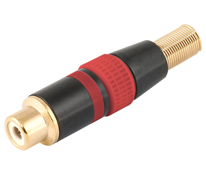 [EQ9030BREME] Conector RCA Hembra metálico aro rojo. Mod. CON252