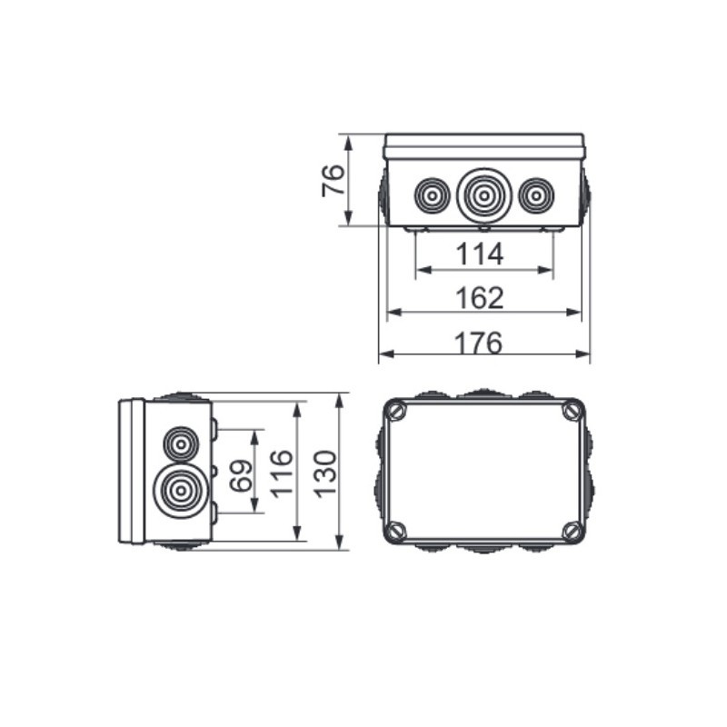 Caja estanca IDE conos 162x116x76. Mod. EV161