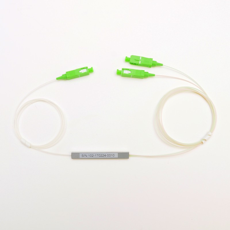 Splitter fibra óptica PLC conectorizado SC APC 1x2. Mod. FO-070049
