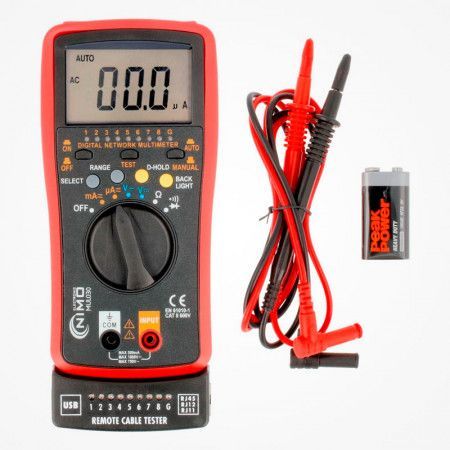Multímetro digital y comprobador redes USB CAT.II 600V. Mod. MUL030