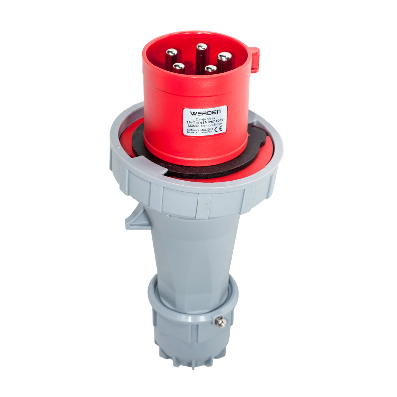 Clavija industrial aérea 3P+N+TT 63A IP67. Mod. WE-8115