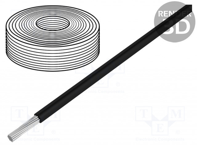 Cable silicona 2.5mm2 negro -50÷180°C 500V. Mod. HEAT180SIF25BK