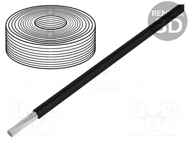 Cable silicona 2.5mm2 negro -50÷180°C 500V. Mod. HEAT125SC25BK