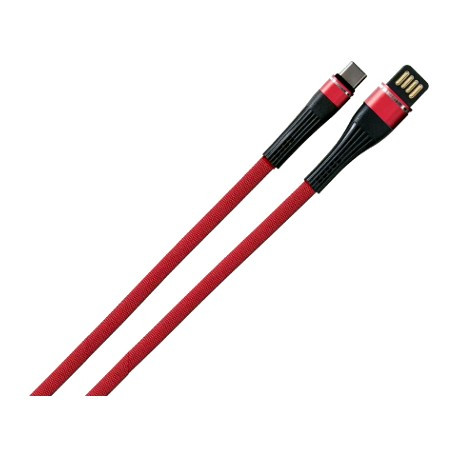 CONEXION CON PASACABLES FLEXIBLES USB MACHO A USB TIPO C CABLE PLANO TRENZADO 2A 1m. MOD. IN40-00034