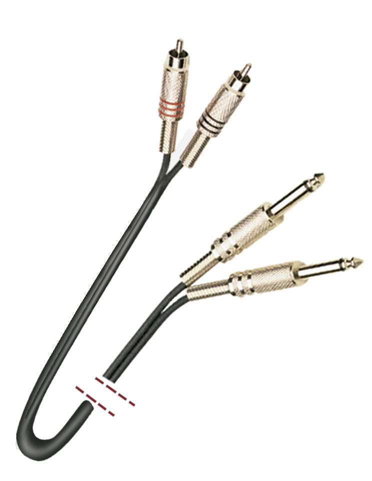 [K45GEN] Conexión audio 2 Jack 6.3 mono a 2 RCA macho. Longitud 3 m. Mod. K45