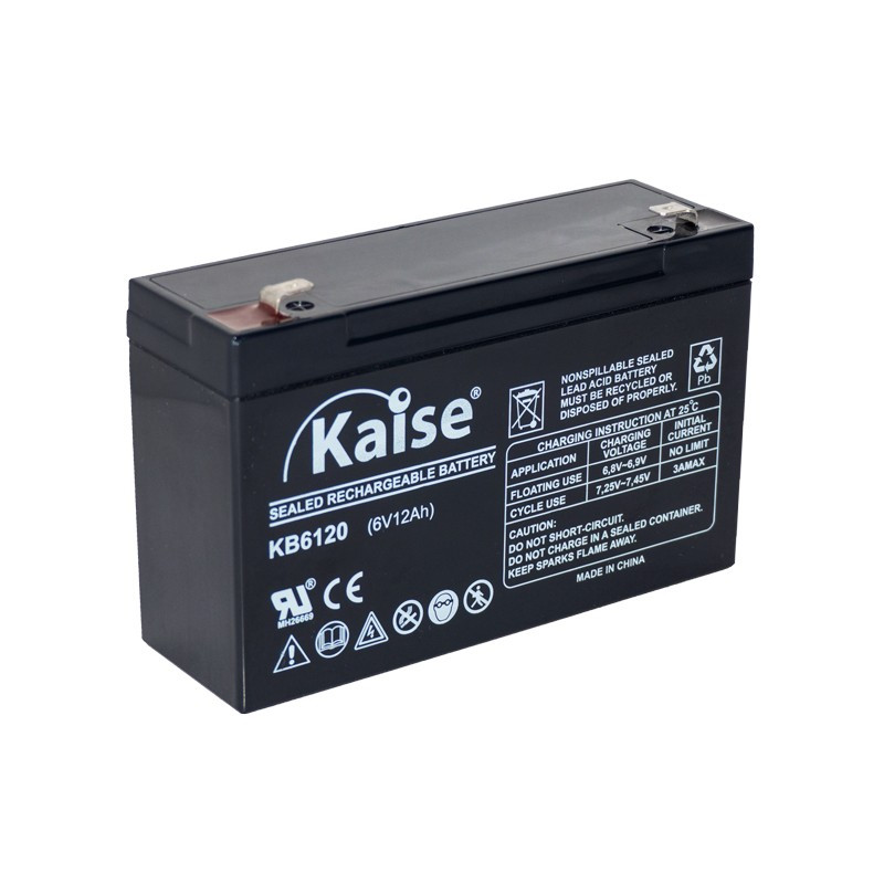 Batería plomo AGM 6V 12Ah F1 Kaise. Mod. KB6120