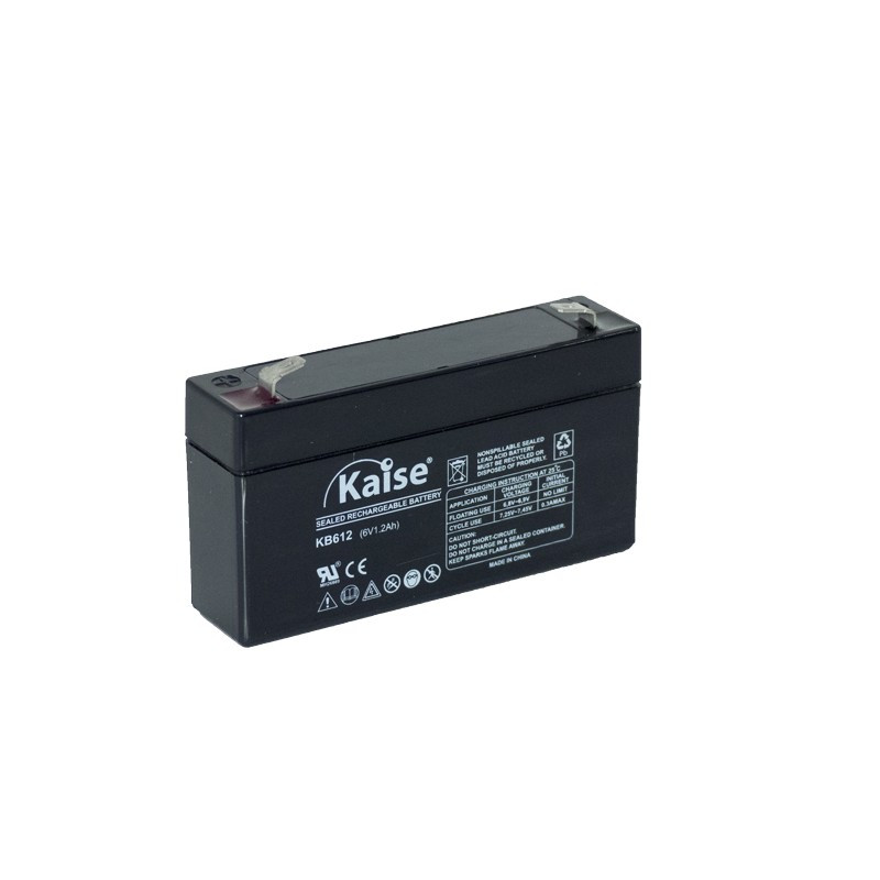 Batería plomo 6V 1,2Ah AGM KAISE. Mod. KB612