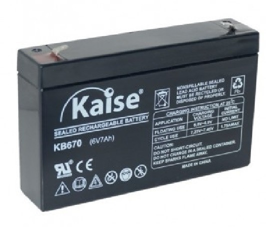 Batería plomo 6V 7Ah AGM KAISE. Mod. KB670