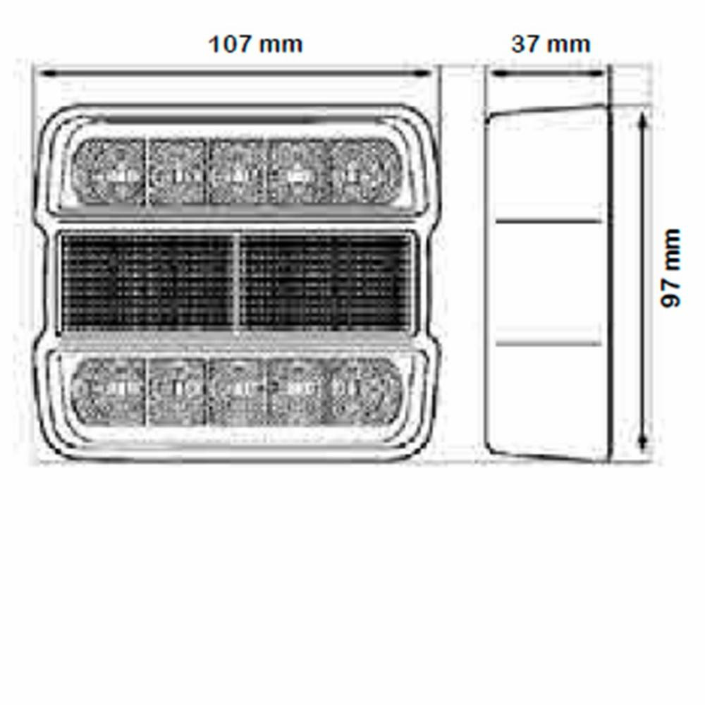 Piloto trasero LED 5 funciones 12 - 24VDC homologado. Mod. LDPR00324V