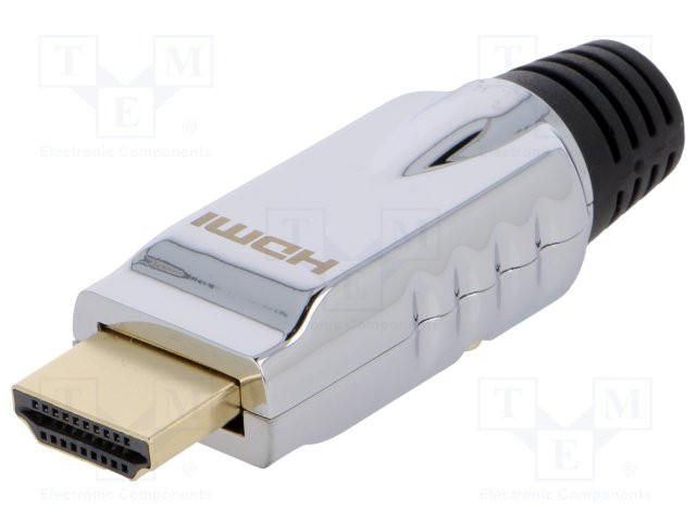 Conector HDMI enchufe macho dorado recto para soldar. Mod. LOG-CHP001
