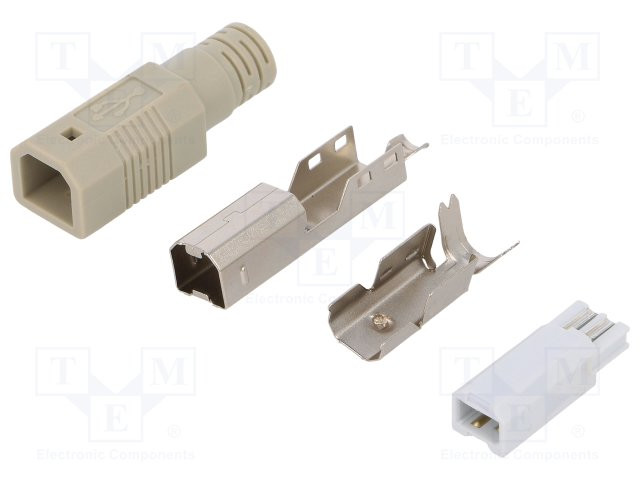 Conector USB B macho para soldar PIN:4 recto. Mod. LOG-UP0002