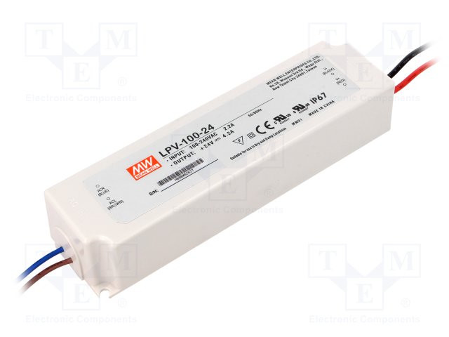 Alimentador por impulso LED 100,8W 24VCC 4,2A 90÷264VCA IP67. Mod. LPV-100-24