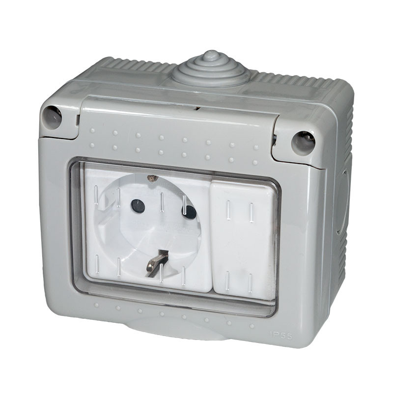 [LU1975ELD] INTERRUPTOR+BASE SCHUKO ESTANCO IP55. MOD. LU-1975