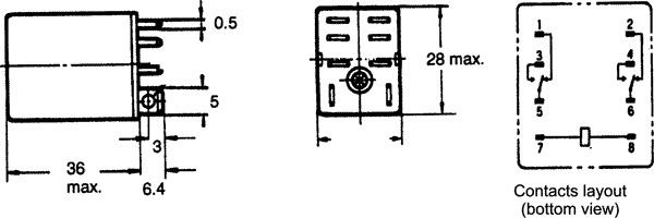 Relé electromagnético DPDT 240VCA 10A Omron. Mod. LY2 220/240VAC
