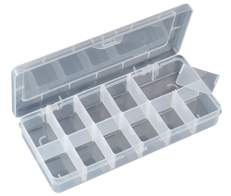 Caja clasificadora con 12 departamentos ajustables. Mod. CM054