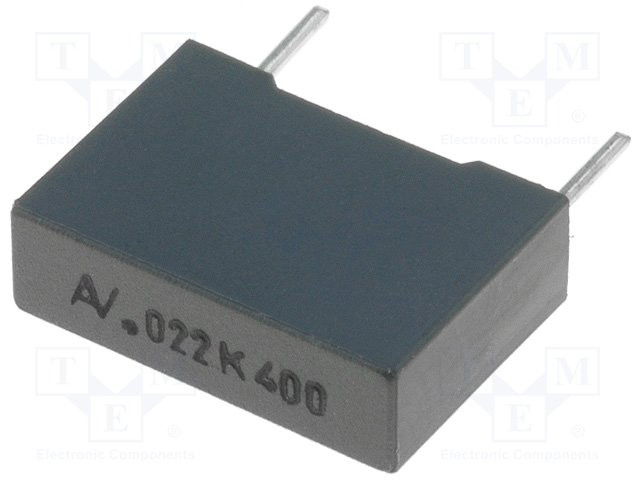 Condensador poliéster 22nF 200VCA 400VCC ±10%. Mod. CP22NF400