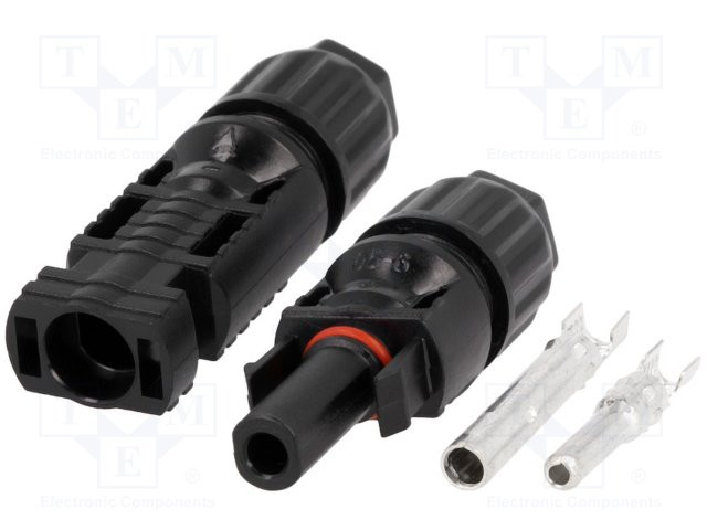 Conector solar macho + hembra recto 2,5 - 4mm2 con contactos. Mod. MC4