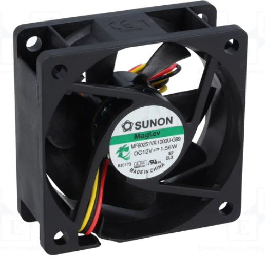 Ventilador axial 12VCC 60x60x25mm 3 hilos. Mod. MF60251VX-G99-A