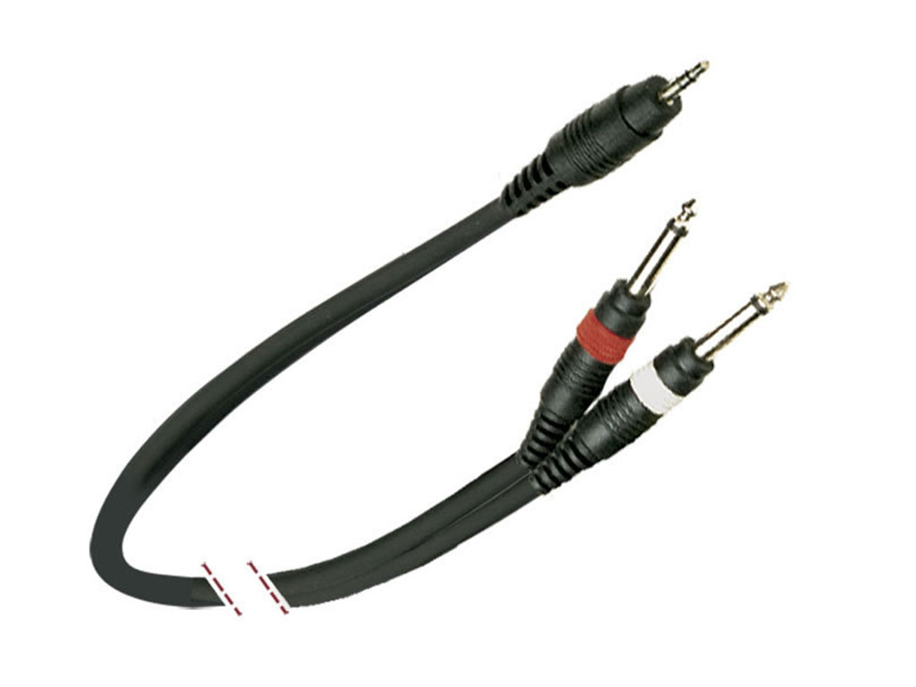 Cable de señal. 2 Jack 1/4'' mono macho - 1 Mini Jack TRS macho. 3.0m MARK. Mod. MK 57