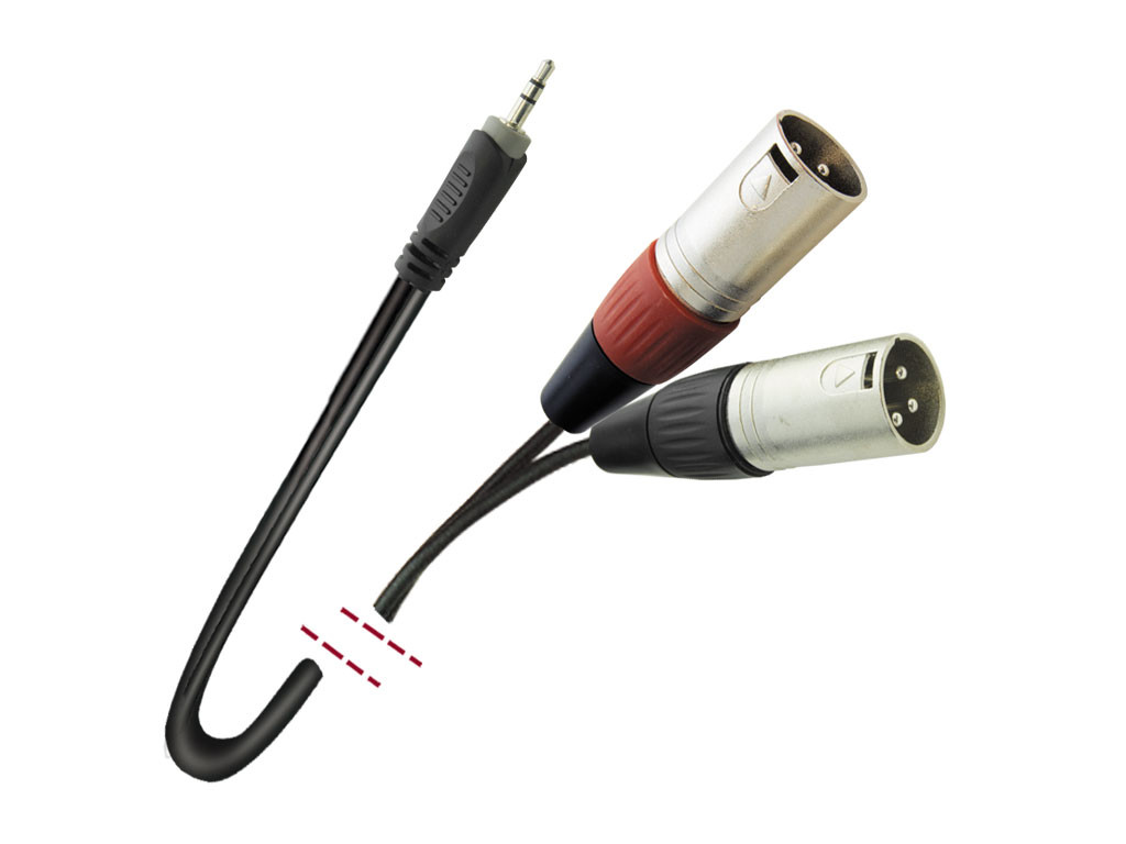 Conexión de señal 1 Mini Jack estéreo macho - 2 XLR 3 macho. 1,5m. Mod. 4305