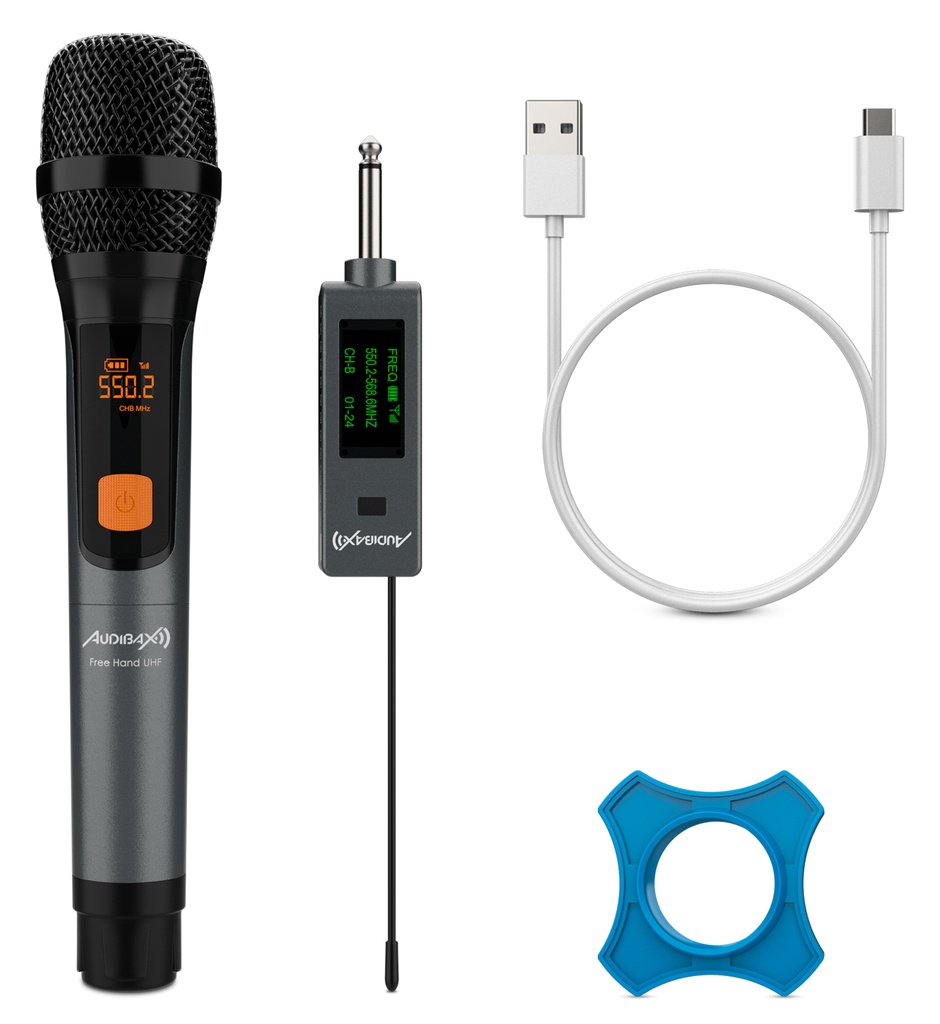[10142667SIL] Micrófono de mano inalámbrico UHF Audibax. Mod. Missouri Free Hand UHF Black