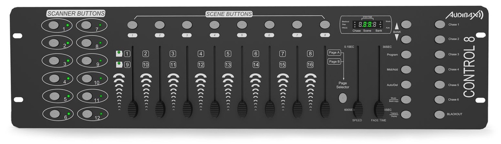 [CONTROL8] Controladora mesa DMX 192 canales Audibax. Mod. CONTROL 8