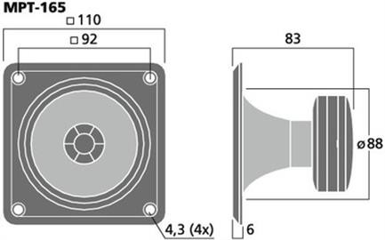 TWEETER PIEZO 110X100. Mod. MPT-165